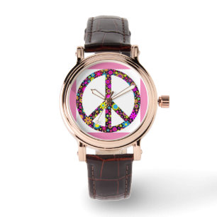 GROOVY BLUMEN-FRIEDENSSYMBOL ARMBANDUHR