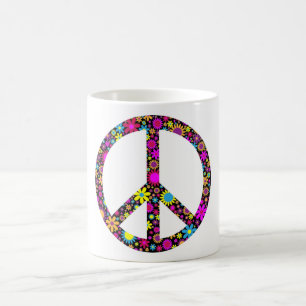 GROOVY BLUMEN FRIEDENSZEICHEN KAFFEETASSE