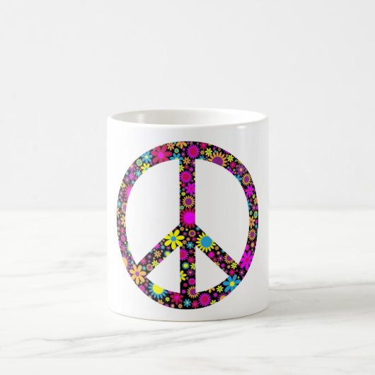 GROOVY BLUMEN FRIEDENSZEICHEN KAFFEETASSE (Mittel)
