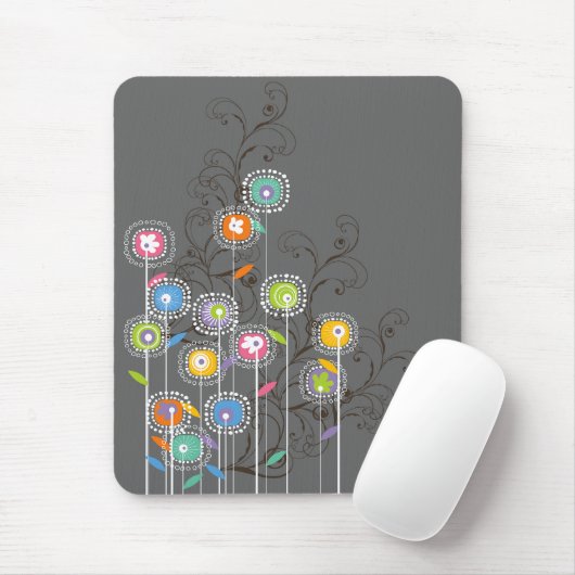 Groovy Blumen-Garten-bunte wunderliche Blumenkunst Mousepad (Mit Mouse)
