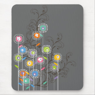 Groovy Blumen-Garten-bunte wunderliche Blumenkunst Mousepad