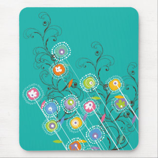 Groovy Blumen-Garten-bunte wunderliche Blumenkunst Mousepad