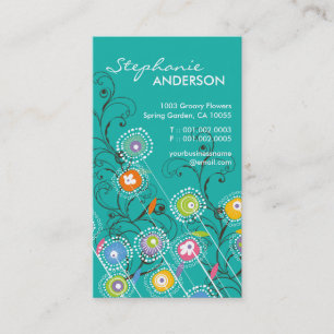 Groovy Blumen-Garten-wunderliches buntes Blumen Visitenkarte