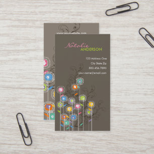 Groovy Blumen-Garten-wunderliches buntes Blumen Visitenkarte