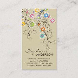 Groovy Blumen-Garten-wunderliches buntes Blumen Visitenkarte