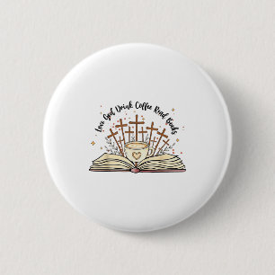 Groovy Blumen lieben Gott trinken Kaffee lesen Büc Button