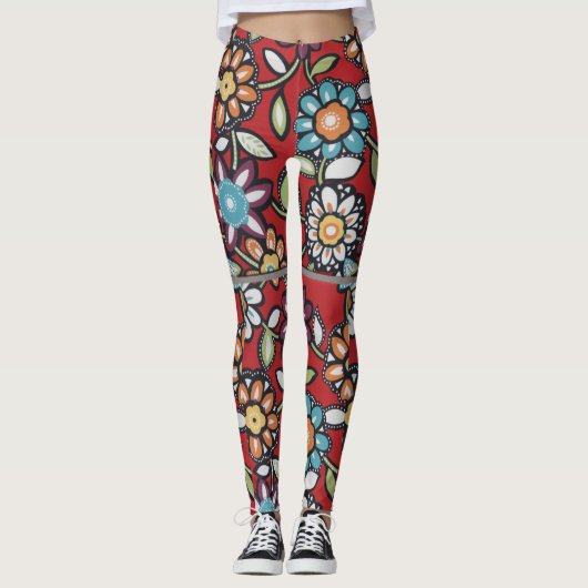 groovy Blumen-Power des bunten Hippie Leggings (Vorderseite)