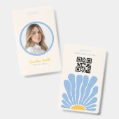Groovy-Blumen-Retro-Boho-Geschäft Ausweis (Vorder- & Rückseite)