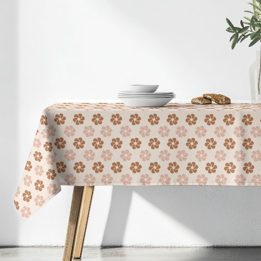 Groovy Blumen-Tischdecke 70er Jahre Salbei & Kupfe Tischdecke