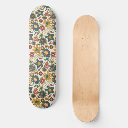 Groovy Blumenmuster Skateboard (Vorderseite)