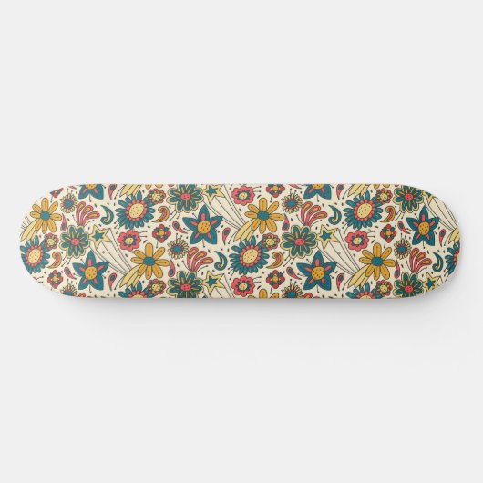 Groovy Blumenmuster Skateboard (Horizontal)