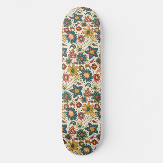 Groovy Blumenmuster Skateboard (Vorderseite)