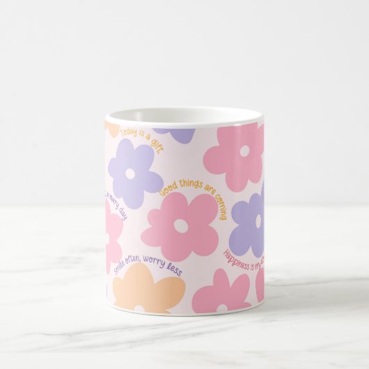 Groovy Blumenzettel, Retro positive Selbstversorgu Kaffeetasse (Mittel)