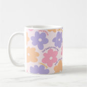 Groovy Blumenzettel, Retro positive Selbstversorgu Kaffeetasse (Links)