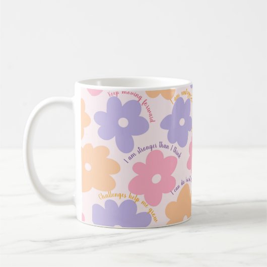 Groovy Blumenziffer, Positive Affirmation Retro Kaffeetasse (Links)