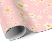 Groovy Blush Boho Daisy Blumen Garten Muster Wrap Geschenkpapier (Rolleneckpunkt)