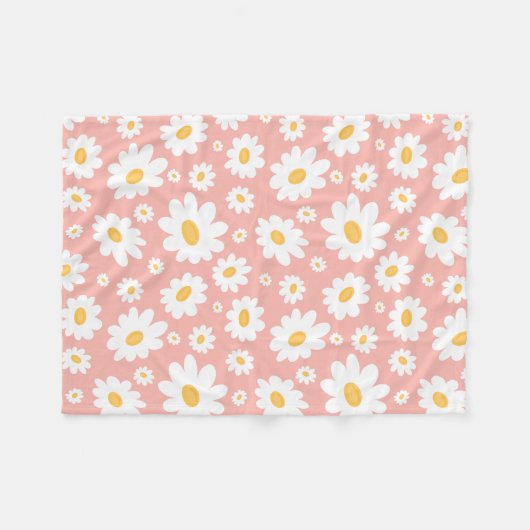 Groovy Blush Boho Daisy Bluorgarten Muster Fleecedecke (Vorderseite (Horizontal))
