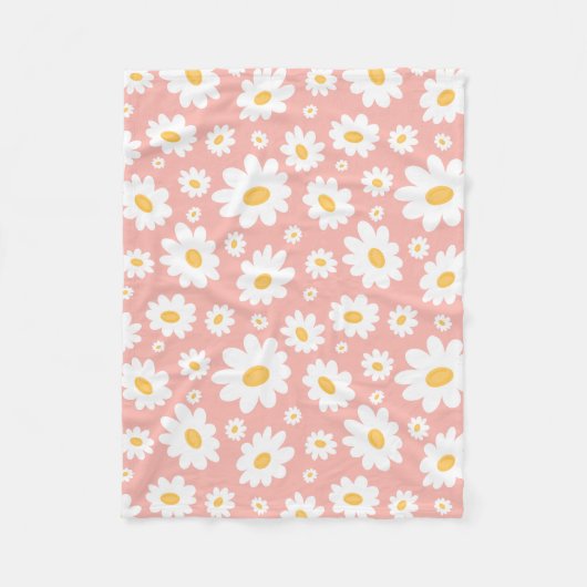 Groovy Blush Boho Daisy Bluorgarten Muster Fleecedecke (Vorderseite)