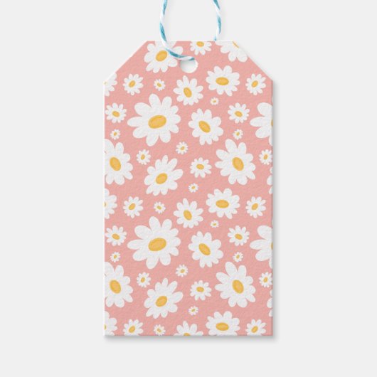 Groovy Blush Boho Daisy Bluorgarten Muster Geschenkanhänger (Vorderseite)