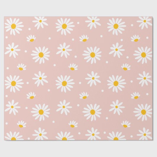 Groovy Blush Boho Daisy Bluorgarten Muster Geschenkpapier (Flach)
