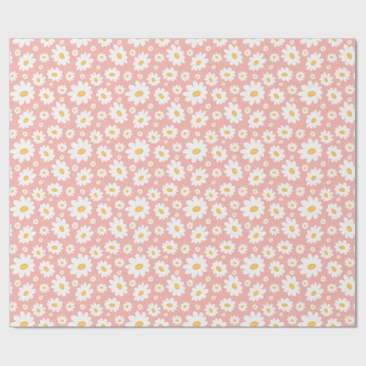 Groovy Blush Boho Daisy Bluorgarten Muster Geschenkpapier (Flach)