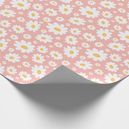 Groovy Blush Boho Daisy Bluorgarten Muster Geschenkpapier (Ecke)