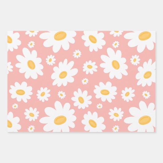 Groovy Blush Boho Daisy Bluorgarten Muster Geschenkpapier Set (Vorderseite 2)