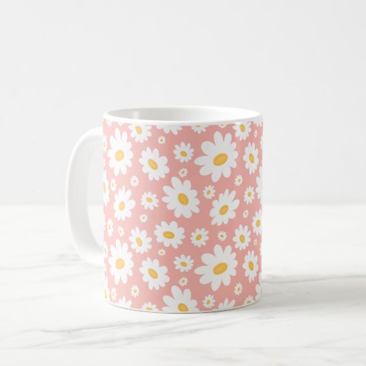 Groovy Blush Boho Daisy Bluorgarten Muster Kaffeetasse (Vorderseite Links)