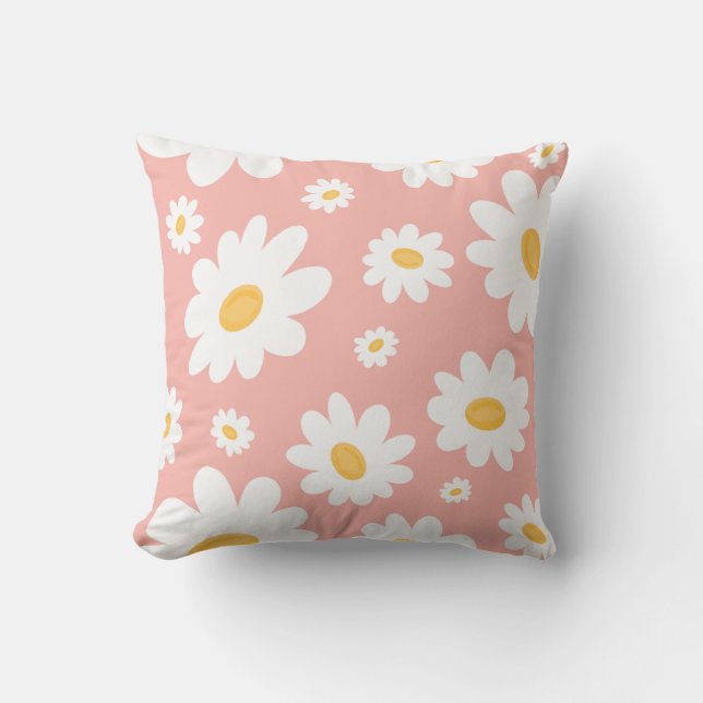 Groovy Blush Boho Daisy Bluorgarten Muster Kissen (Vorderseite)