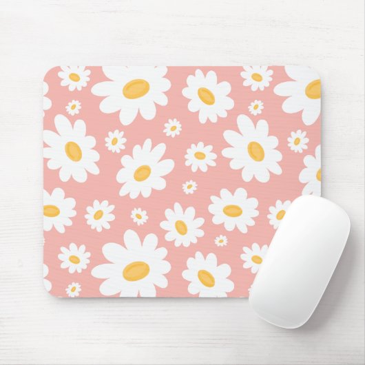 Groovy Blush Boho Daisy Bluorgarten Muster Mousepad (Mit Mouse)