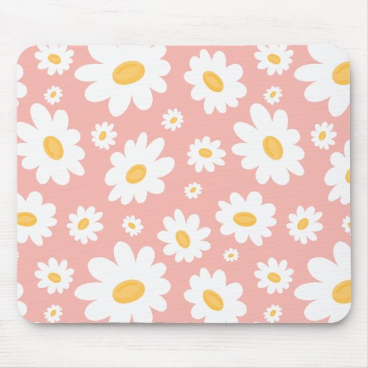 Groovy Blush Boho Daisy Bluorgarten Muster Mousepad (Vorne)
