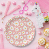 Groovy Blush Boho Daisy Bluorgarten Muster Pappteller (Party)