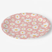 Groovy Blush Boho Daisy Bluorgarten Muster Pappteller (Schrägansicht)