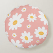 Groovy Blush Boho Daisy Bluorgarten Muster Rundes Kissen (Rückseite)
