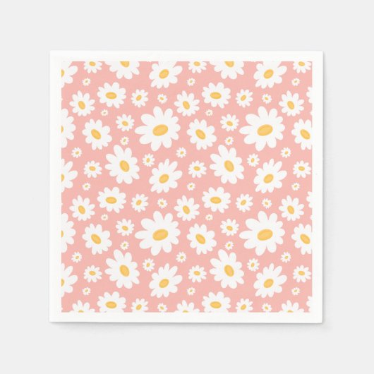Groovy Blush Boho Daisy Bluorgarten Muster Serviette (Vorderseite)