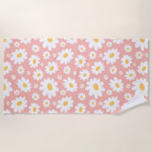 Groovy Blush Boho Daisy Bluorgarten Muster Strandtuch (Vorderseite)