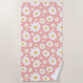 Groovy Blush Boho Daisy Bluorgarten Muster Strandtuch (Vorderseite)