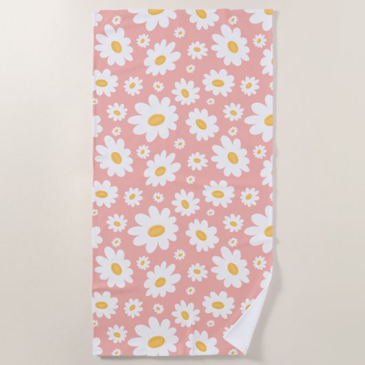 Groovy Blush Boho Daisy Bluorgarten Muster Strandtuch (Vorderseite)