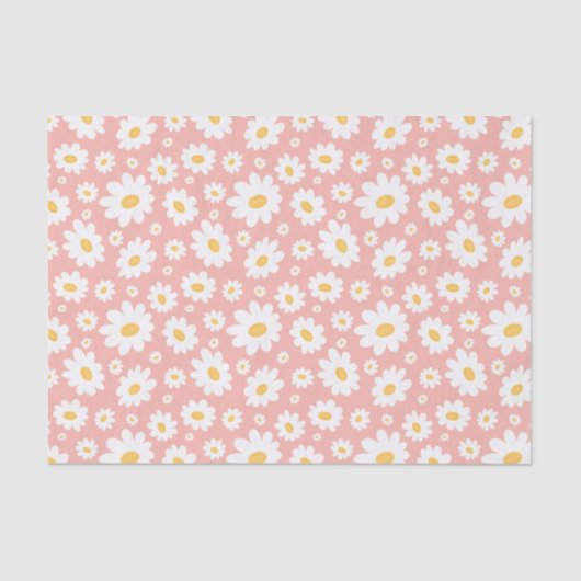 Groovy Blush Boho Daisy Floral Garden Pattern Seidenpapier (Vorderseite)