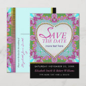 Groovy Bohemisch Hippy Save the Date Black Postcar Ankündigungspostkarte (Vorne/Hinten)