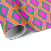 Groovy Bohemisch Retro Rosa Orange geometrische Fo Geschenkpapier (Rolleneckpunkt)