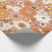 Groovy Boho 70er Blume Pattern Geschenkpapier (Ecke)