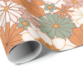 Groovy Boho 70er Blume Pattern Geschenkpapier (Rolleneckpunkt)