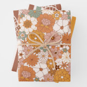 Groovy Boho 70er Blume Pattern Geschenkpapier Set (Beispiel)