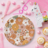 Groovy Boho 70er Blume Pattern Pappteller (Party)