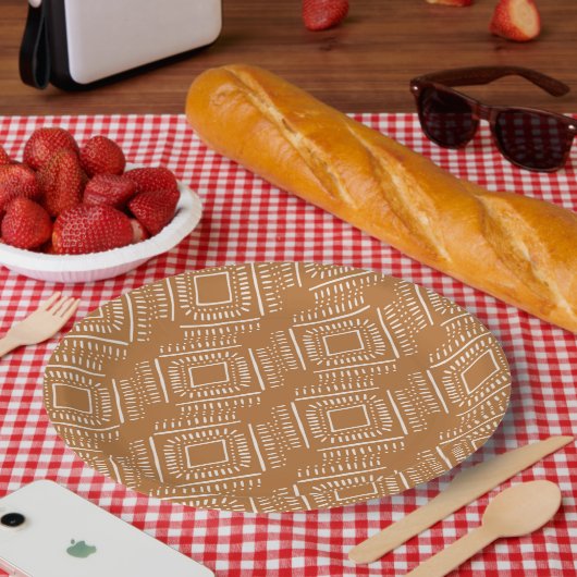 Groovy Boho 70er Blume Pattern Pappteller (Picknick)