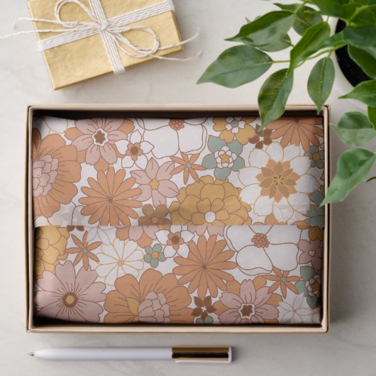 Groovy Boho 70er Blume Pattern Seidenpapier (Geschenk)