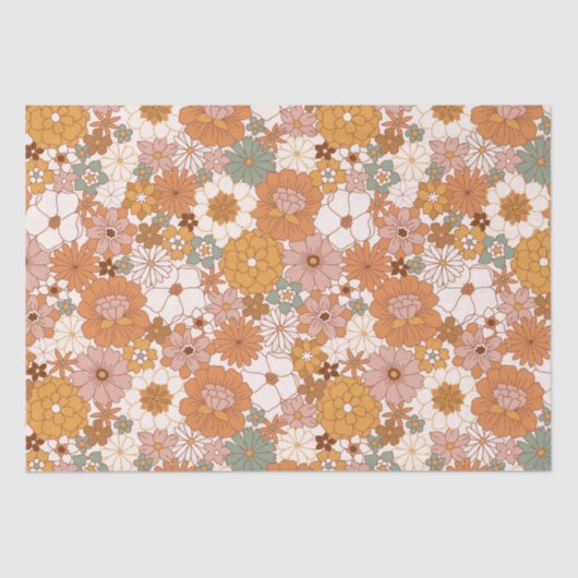 Groovy Boho 70er Blume Pattern Seidenpapier (Vorderseite)