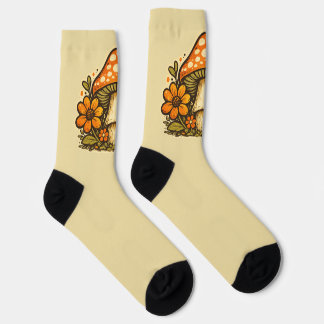 Groovy Boho 70's Retro Mushroom Crew Socks Socken