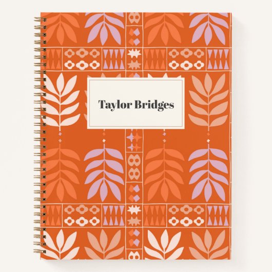 Groovy Boho Ästhetische Blätter Muster Notizblock (Vorderseite)